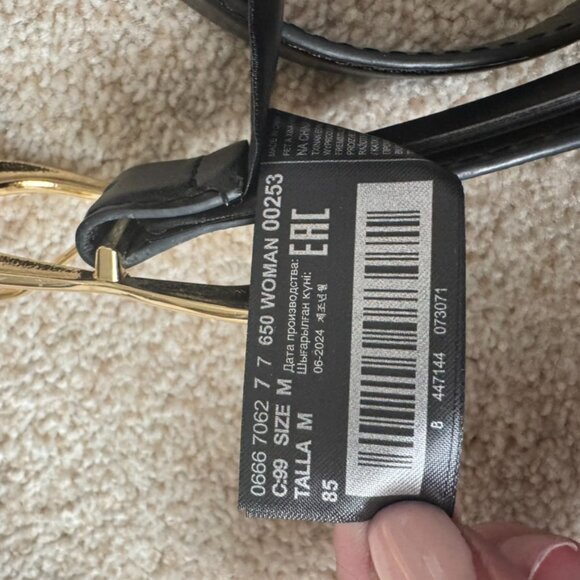 Mango CINTURON 650MILA black belt with gold buckle - M - Picture 7 of 7